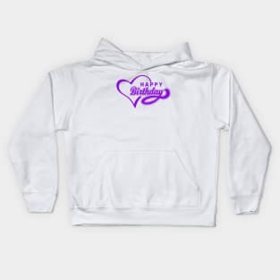 Happy Birthday Purple Love Heart Kids Hoodie